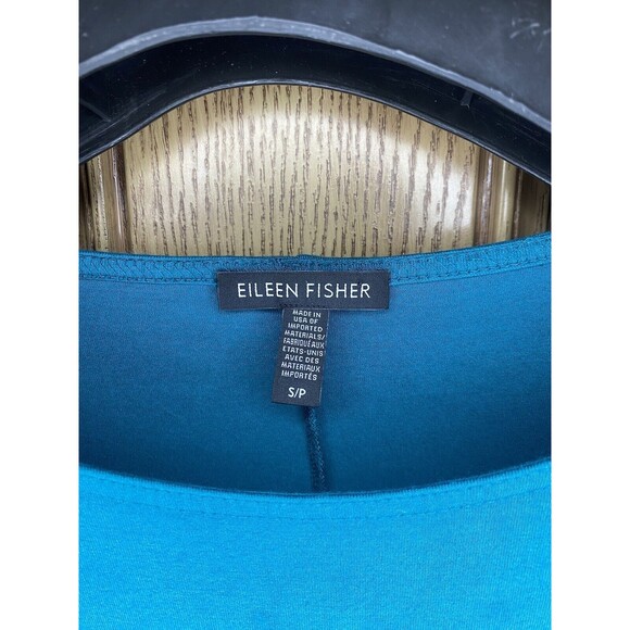 Eileen‎ Fisher Women's Size Small Teal Jersey Shirt Short Sleeve Dress - Picture 2 of 6